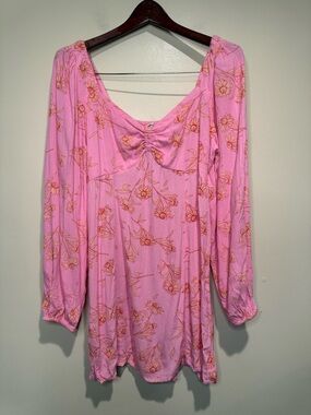 Billabong Crush On You Printed Crinkle Woven Mini Dress in pink skies